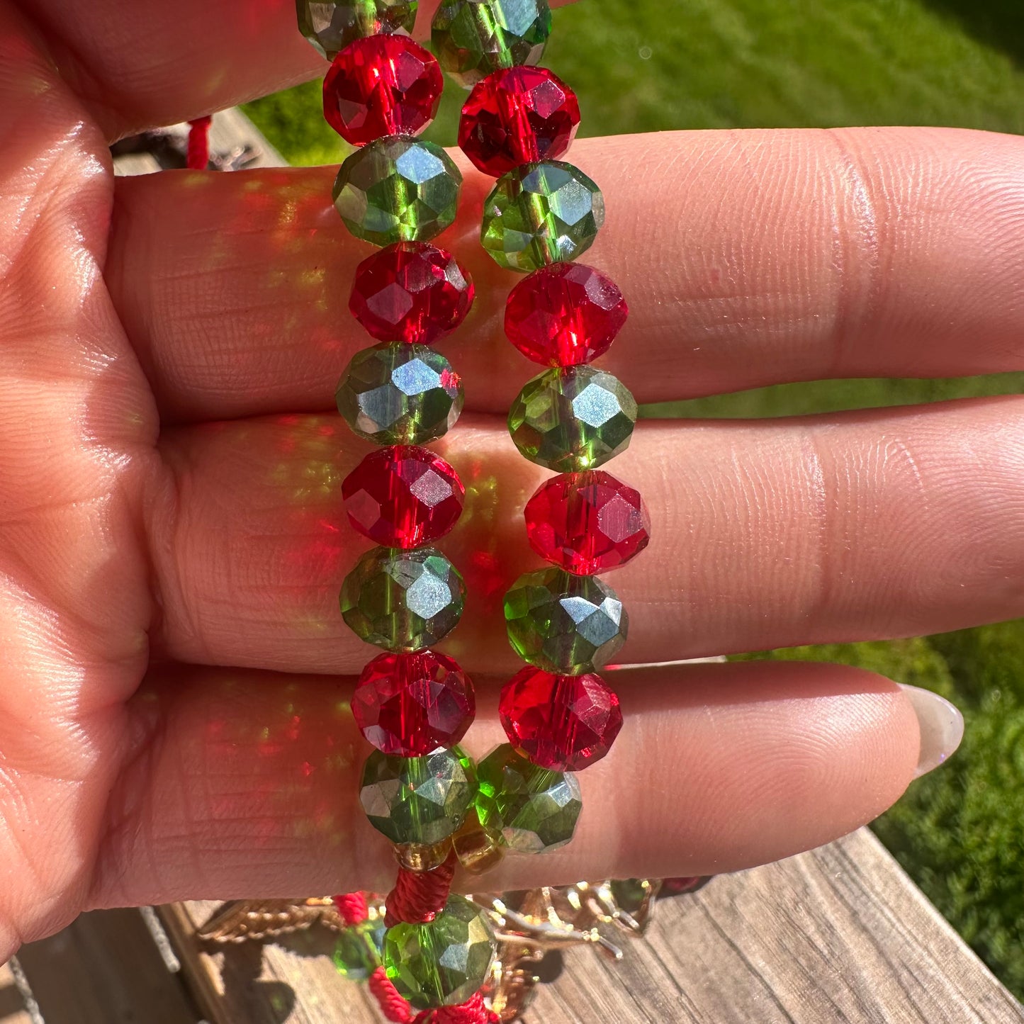 Saint Michael Green And Red Rosary