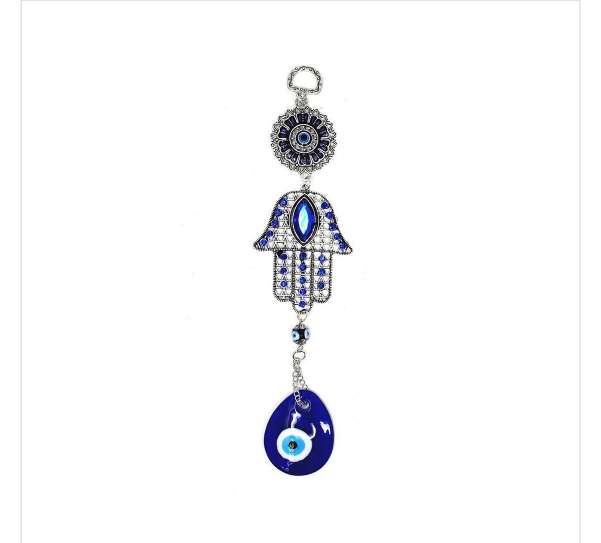 Hamsa Hand Mandala Evil Eye Hanging 9.5"L x 2.25"D