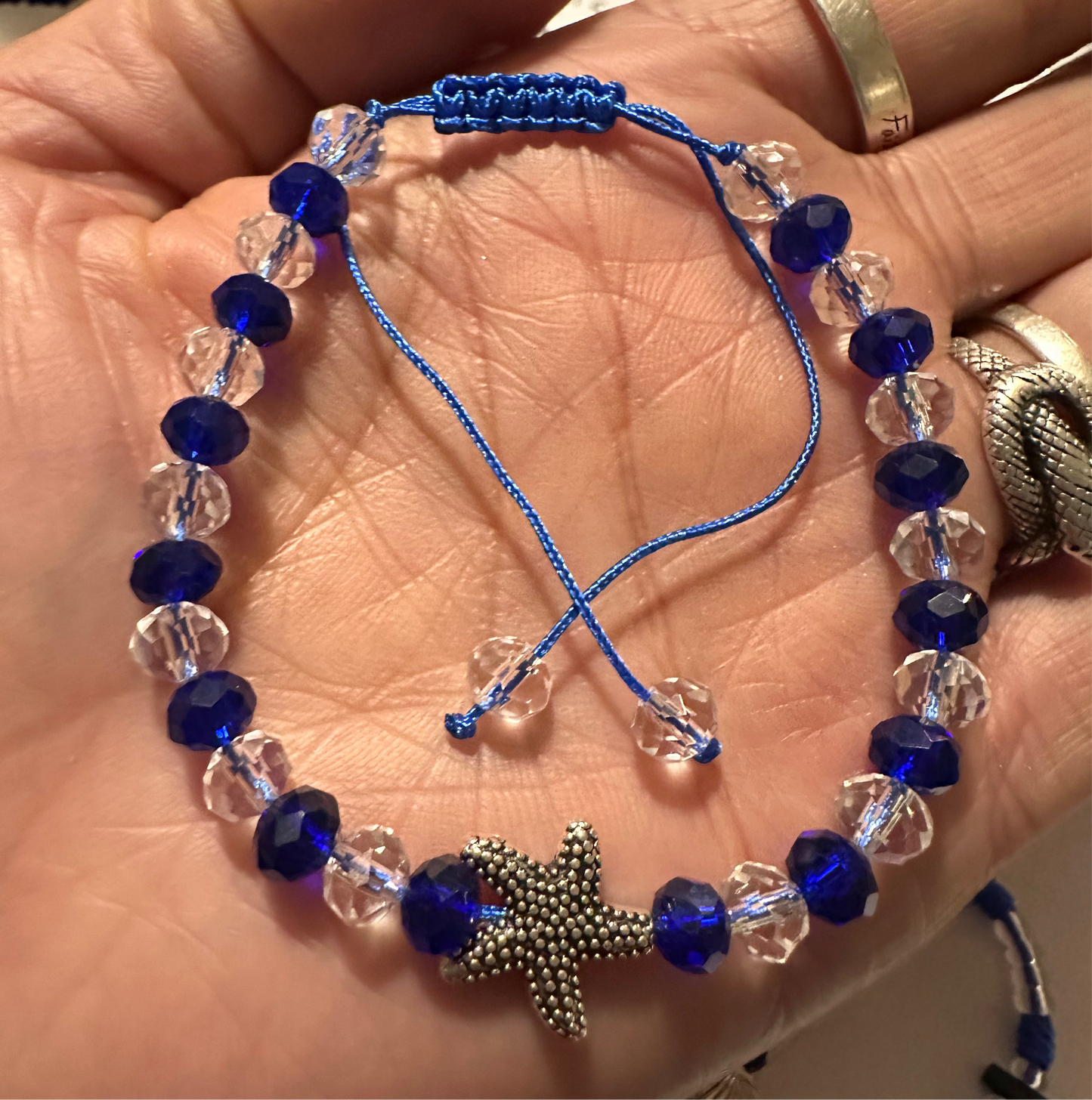 Yemaya Beaded Glass Bracelet With Metal Starfish Charm