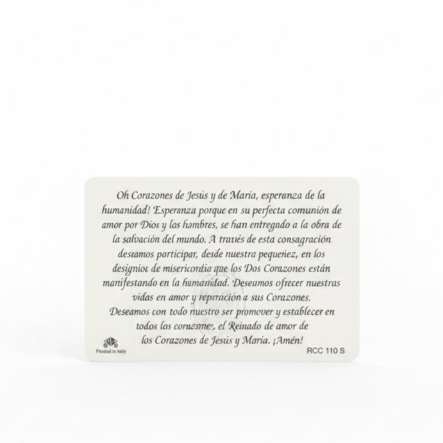 Corazón Jesús Y Maria Tarjeta De Oración
