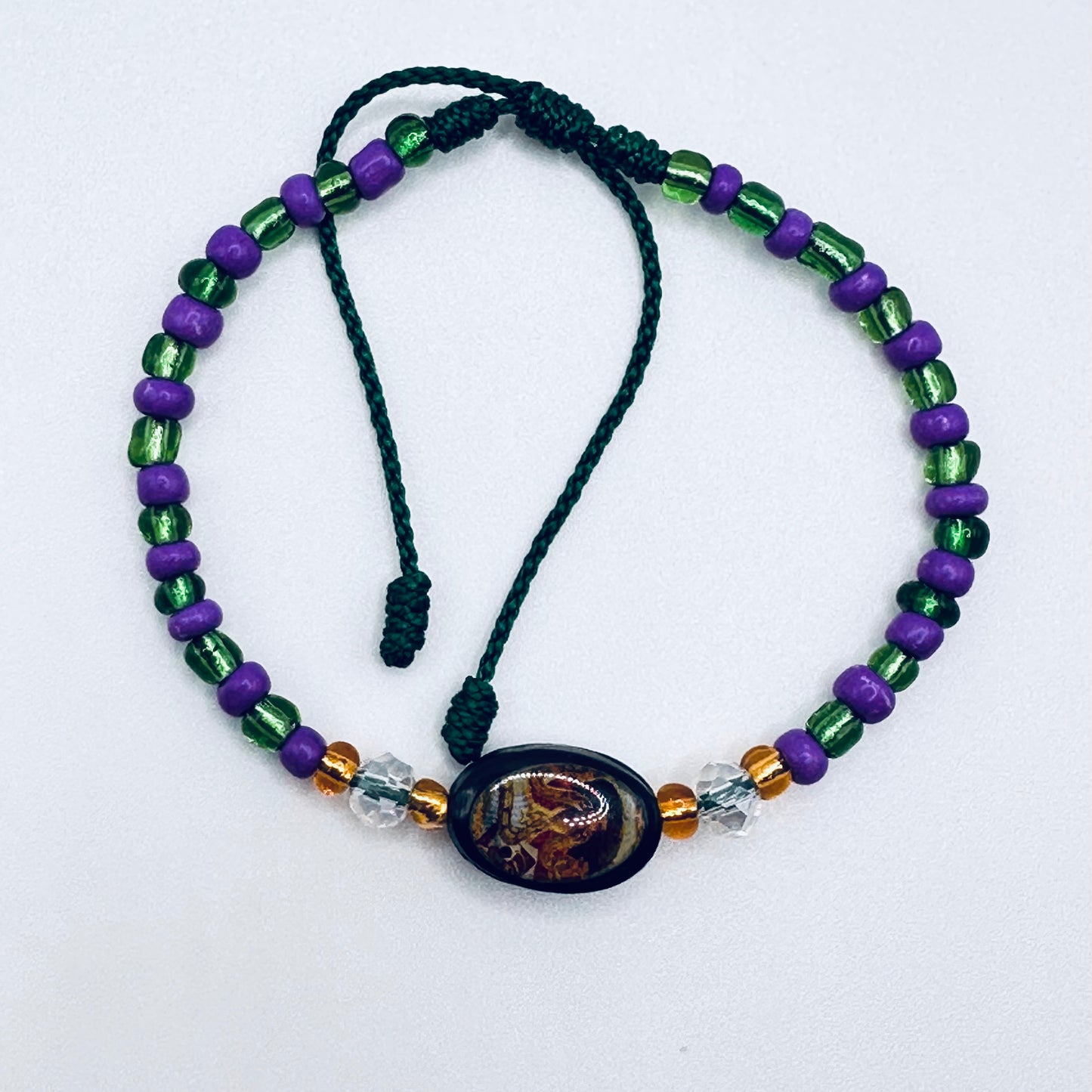 Santa Martha Dominadora Green And Purple Bracelet | Filomena Lubana