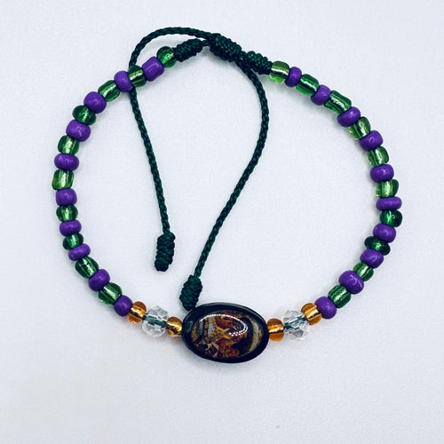Santa Martha Dominadora Green And Purple Bracelet | Filomena Lubana