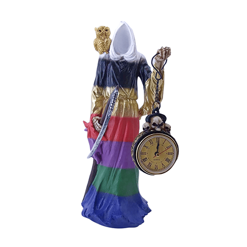 Santa Muerte 7 Color W/Clock Statue