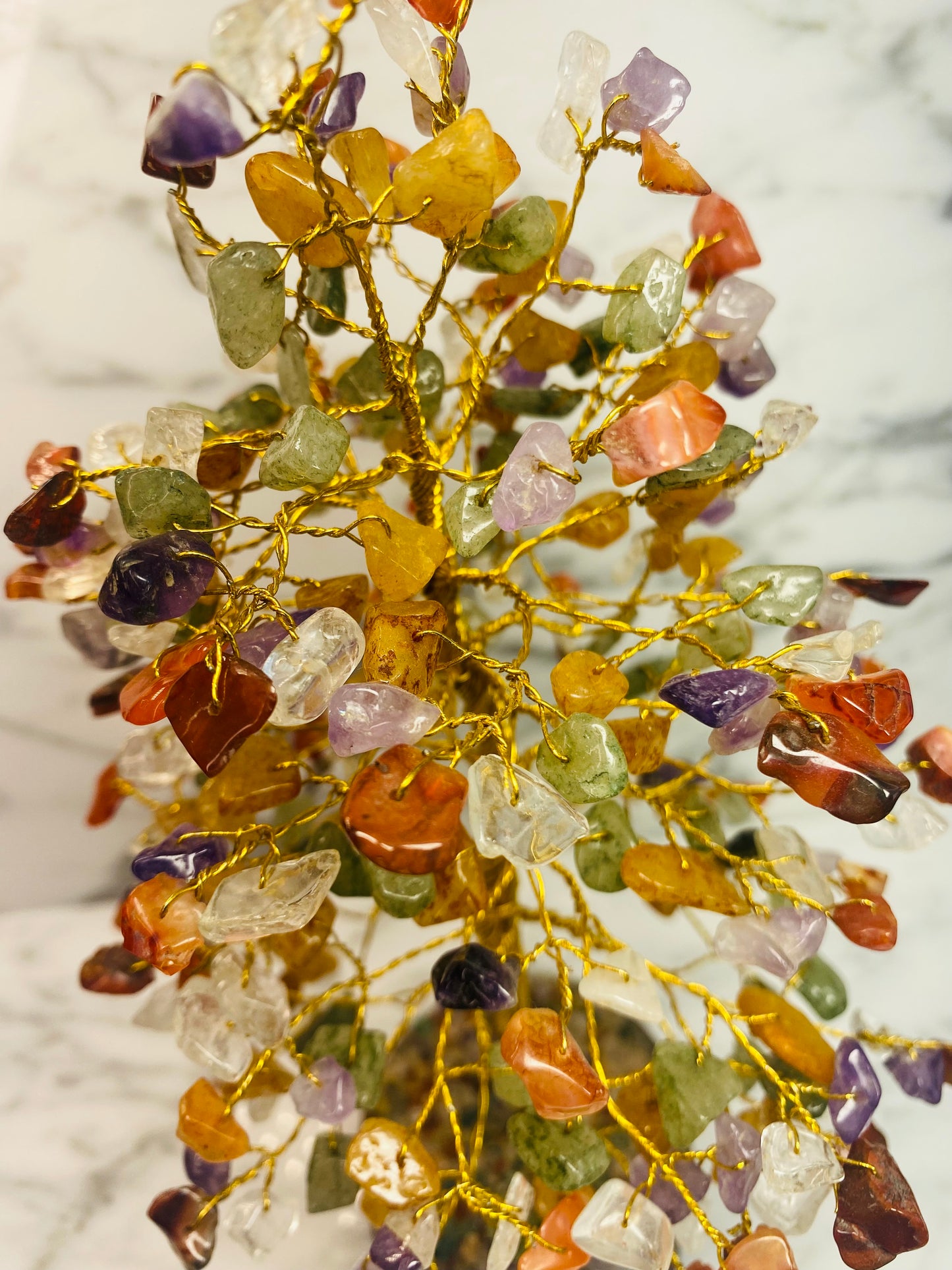 Gem Tree 400 Stones On Wood Base Muliticolor 9"