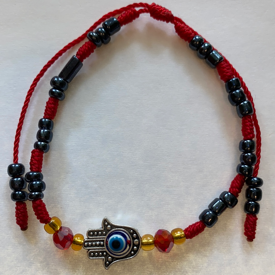 Hematite Bracelet With Evil Eye Hamsa Hand