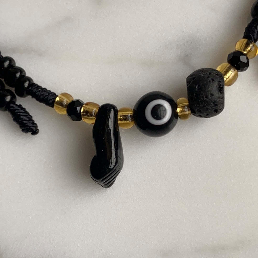Black Beaded Volcano Rock Bracelet