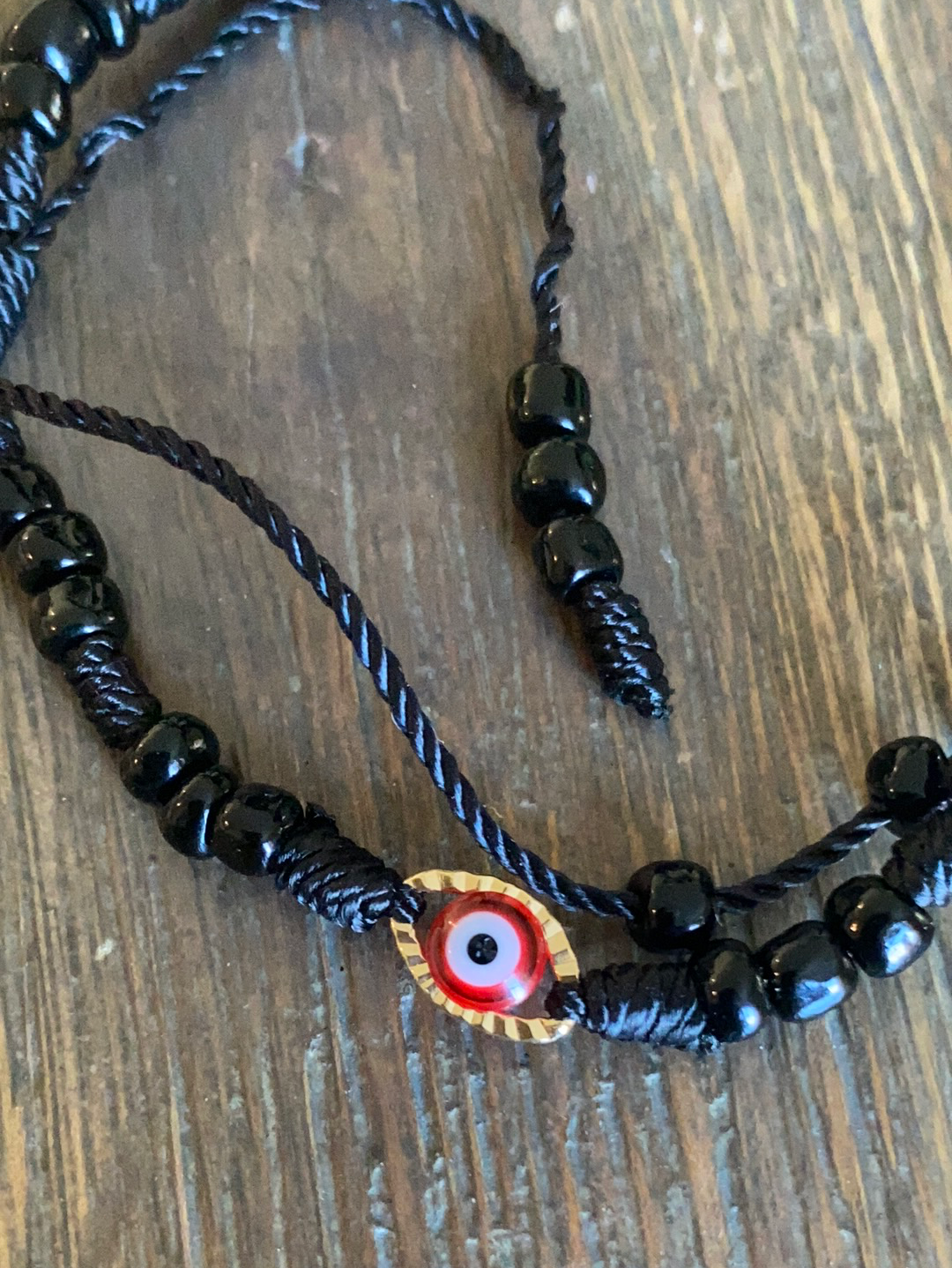 Black Bracelet with Gold Plated Evil Eye