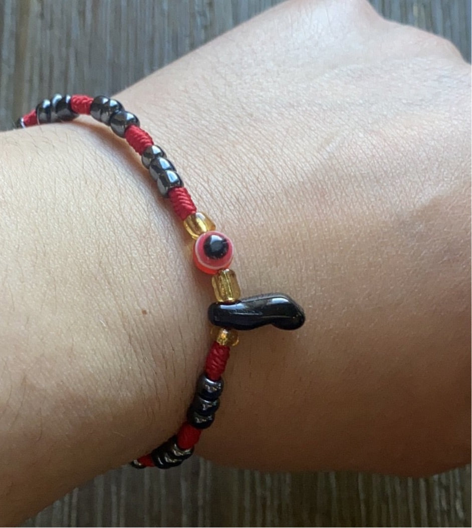 Hematite Bracelet With Evil Eye And Black Azabache