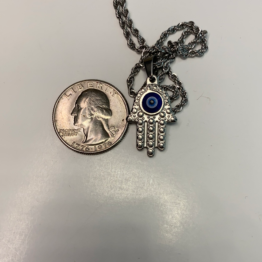 Hamsa Hand With Evil Eye Necklace