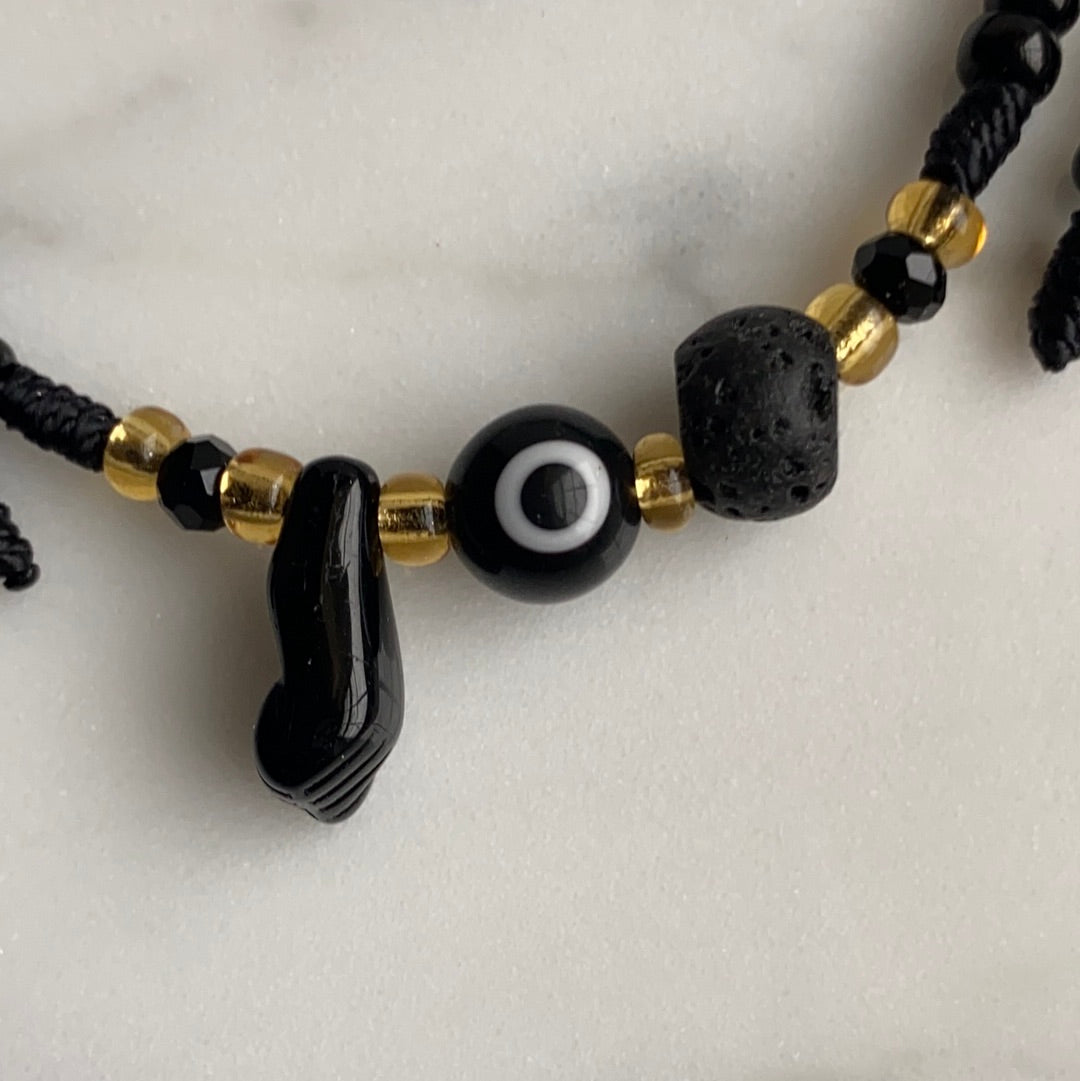 Black Beaded Volcano Rock Bracelet