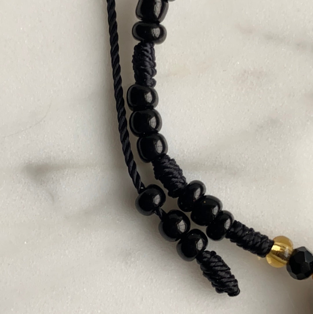 Black Beaded Volcano Rock Bracelet