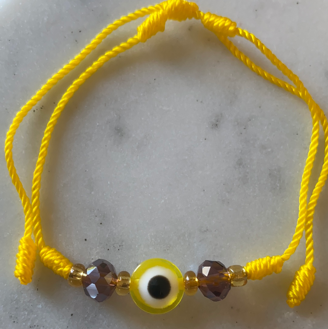 Yellow Evil Eye String Bracelet