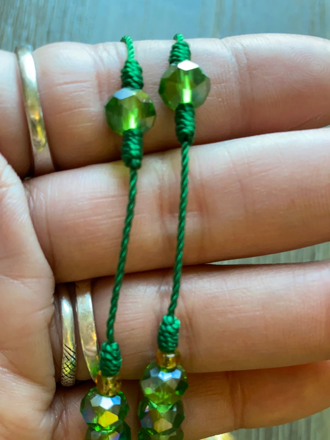 San Jude Glass Bead Green Rosary