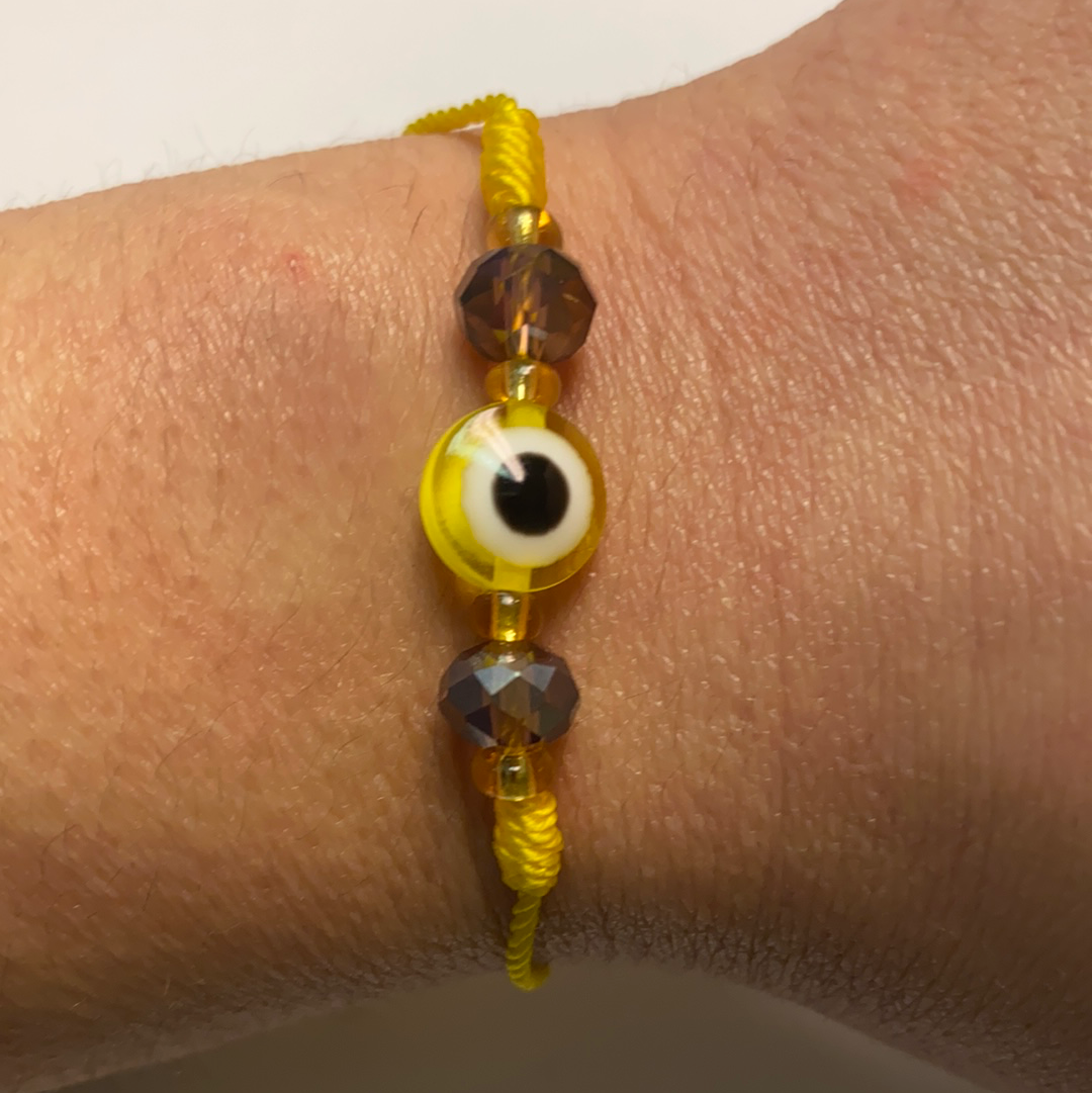 Yellow Evil Eye String Bracelet