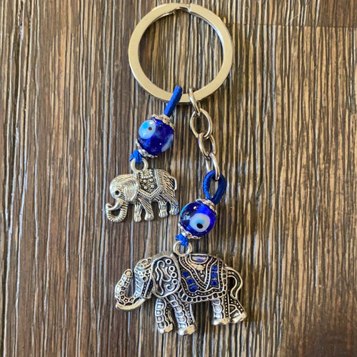 Elephant Keychain With Evil Eyes