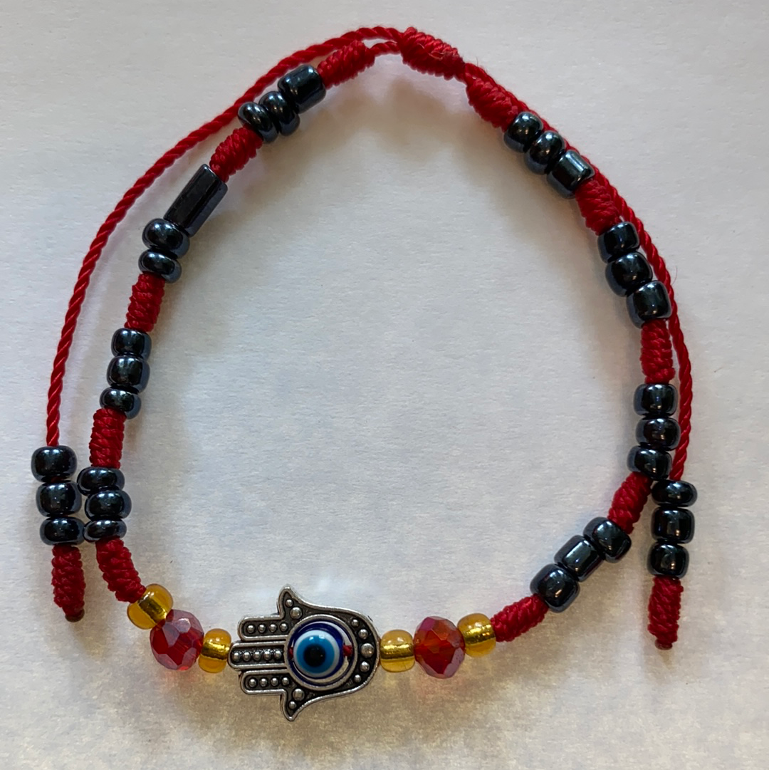Hematite Bracelet With Evil Eye Hamsa Hand