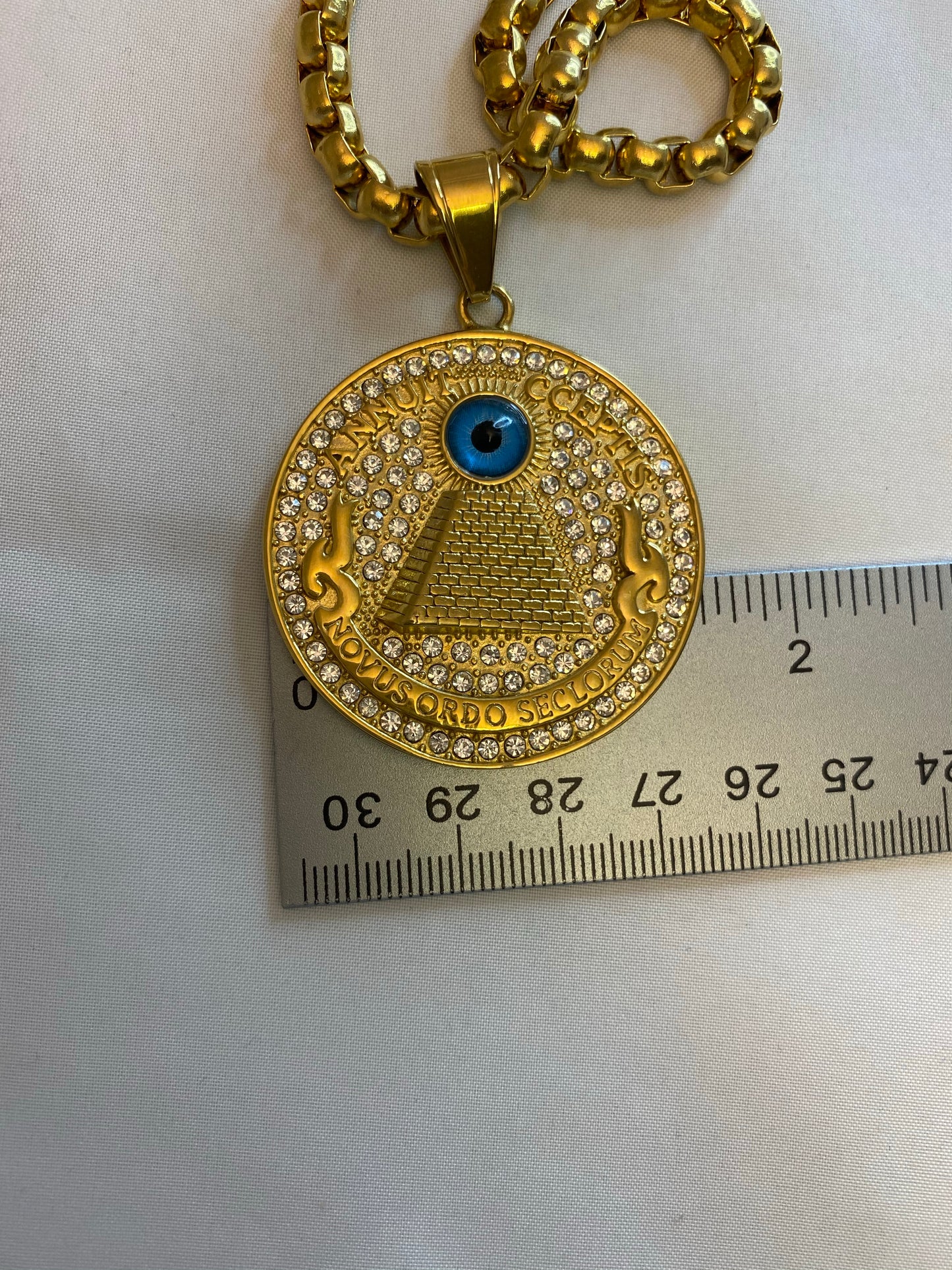 Evil Eye Pyramid Pendant Necklace