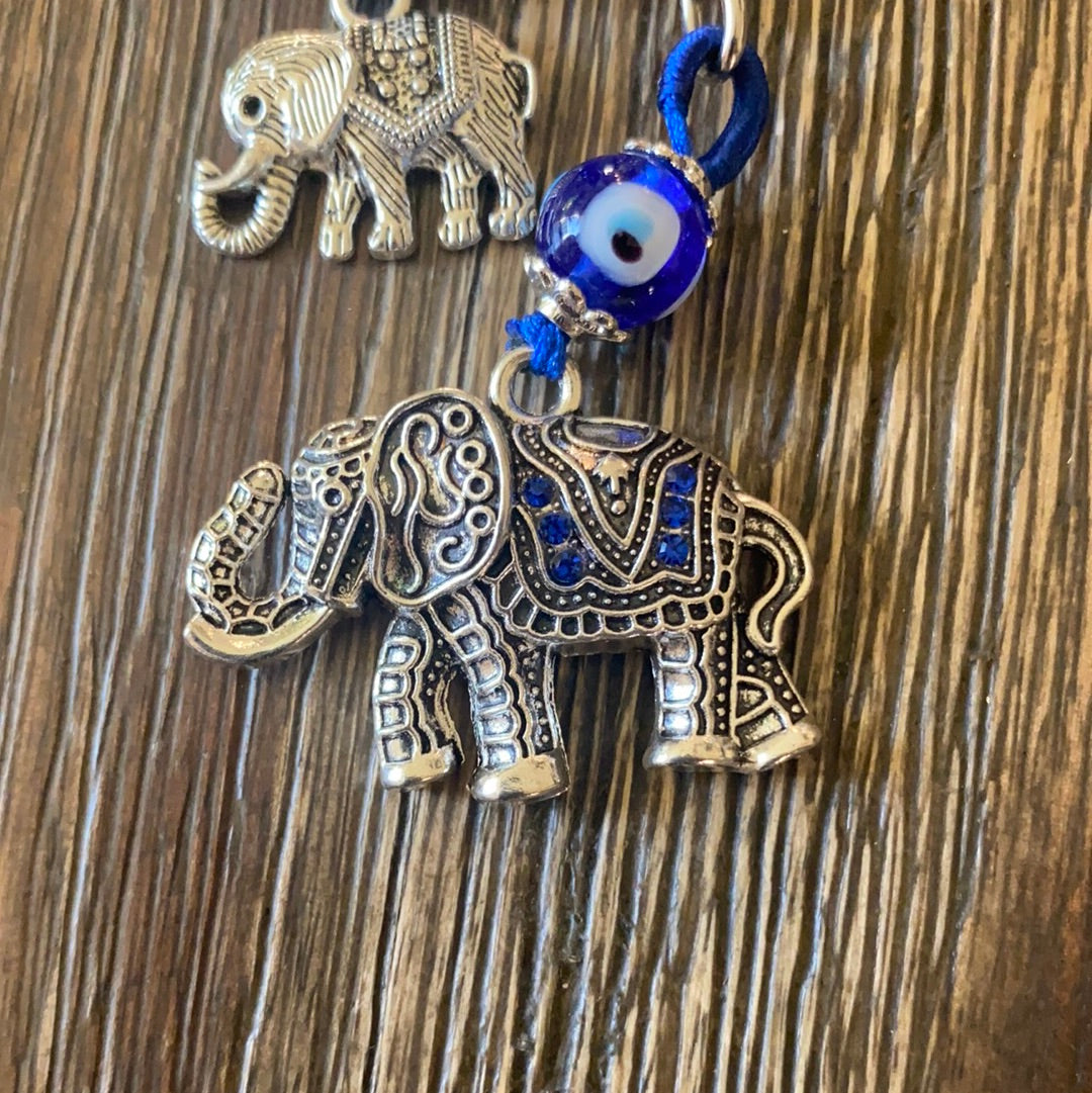 Elephant Keychain With Evil Eyes