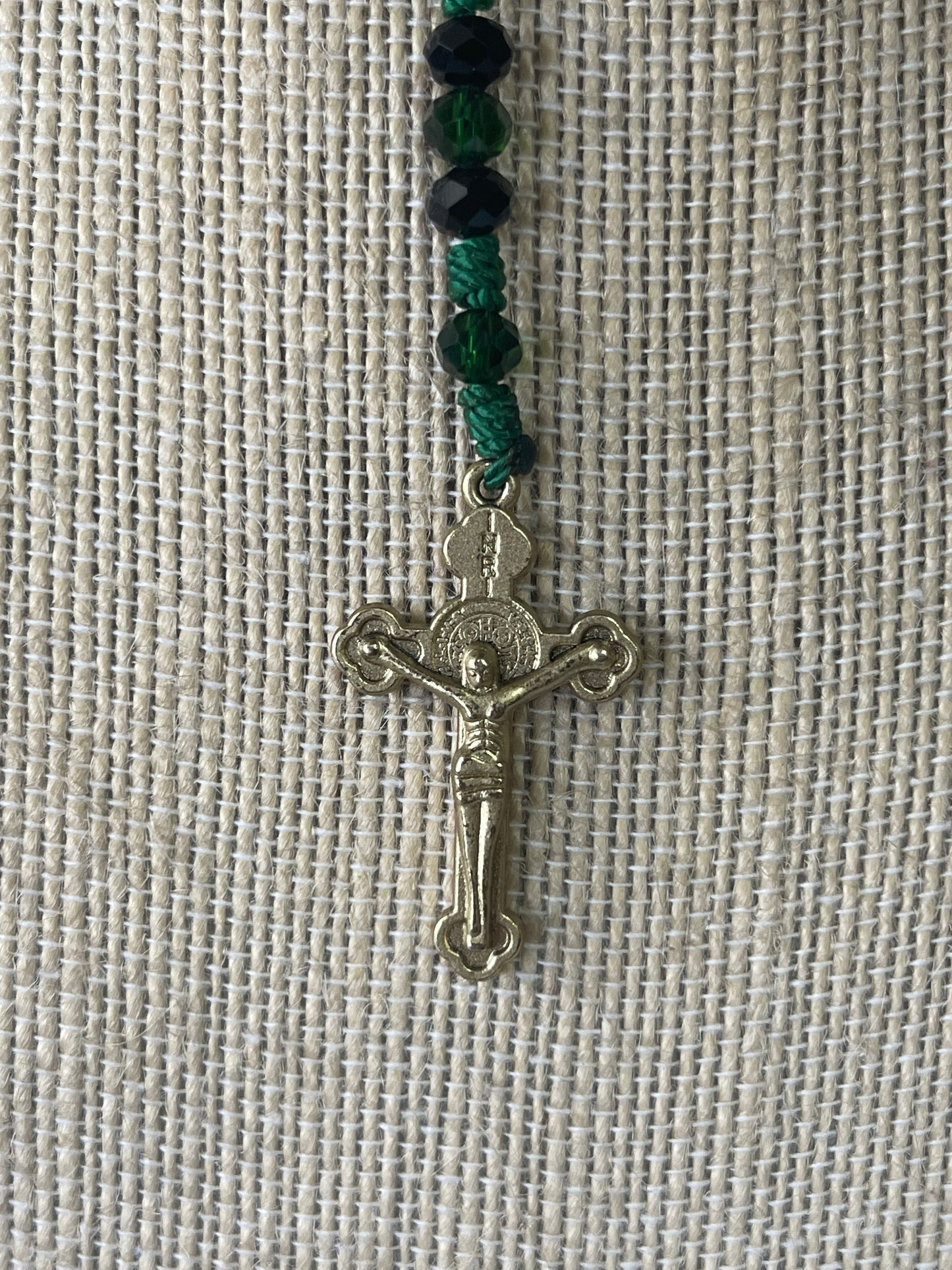 Jesus Malverde Green And Black Rosary