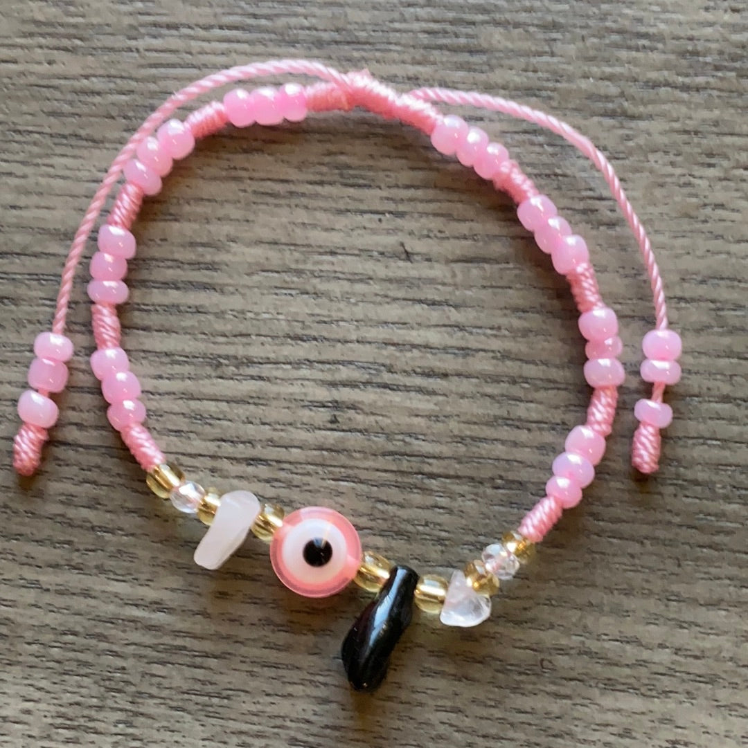 Rose Quartz Evil Eye Bracelet