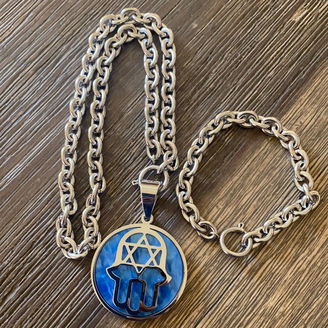 Hamsa Hand Necklace With Bracelet