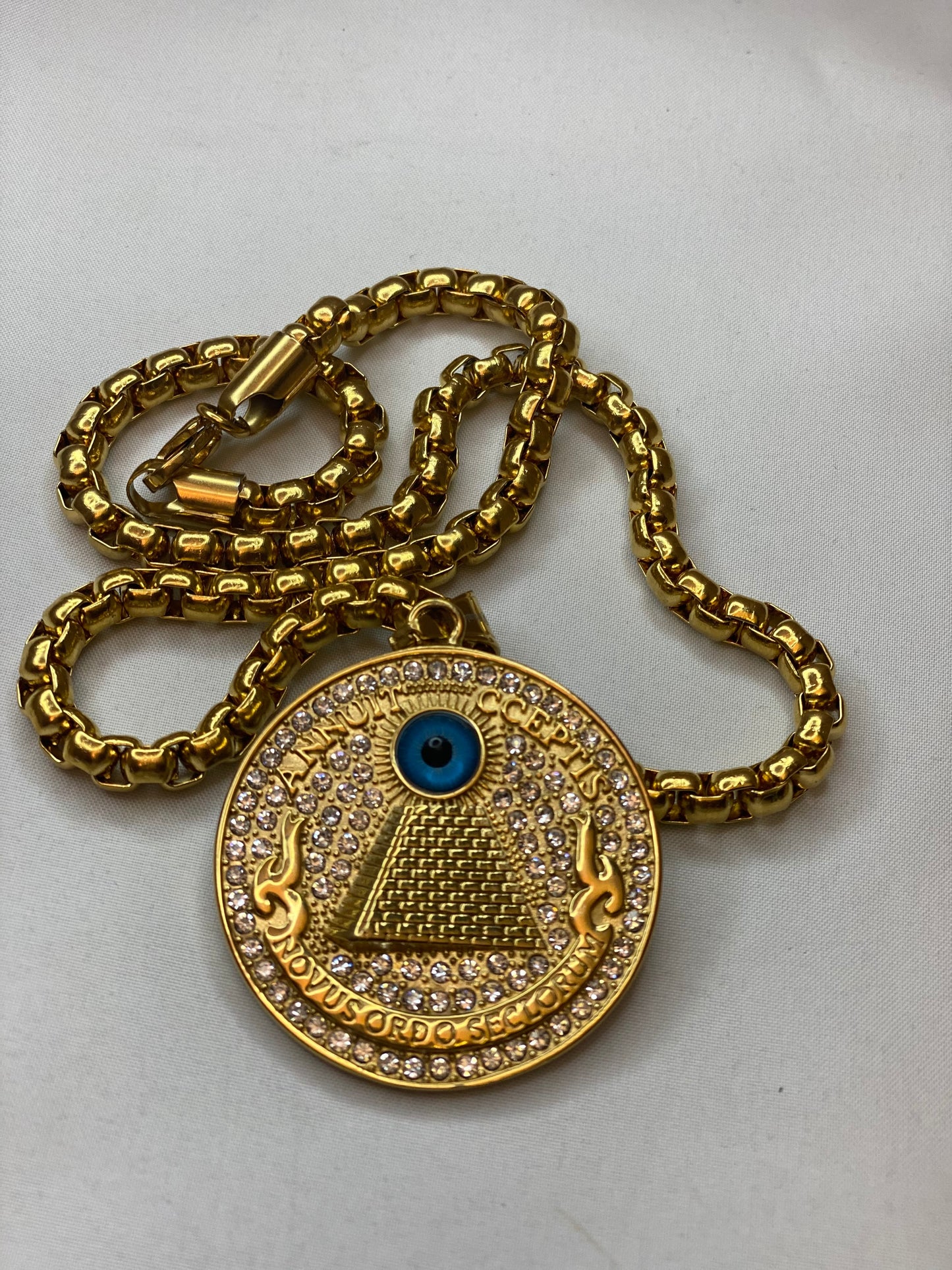 Evil Eye Pyramid Pendant Necklace
