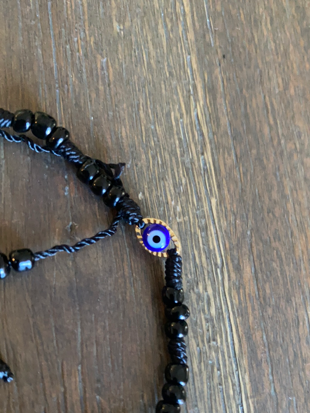 Black Bracelet with Gold Plated Evil Eye
