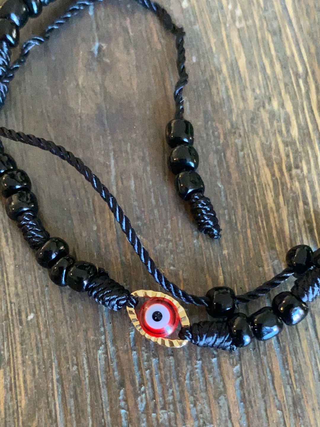Black Bracelet with Gold Plated Evil Eye