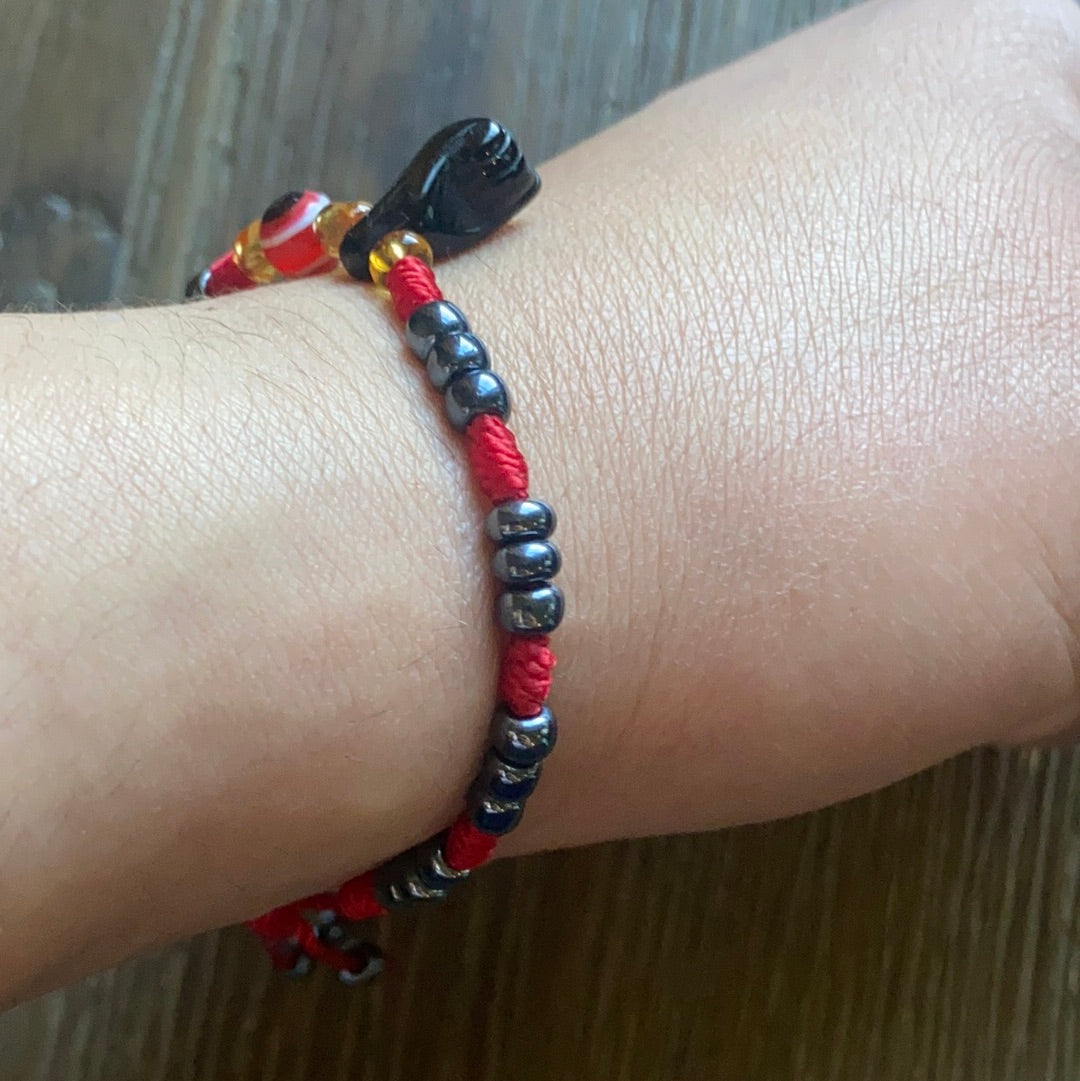 Hematite Bracelet With Evil Eye And Black Azabache