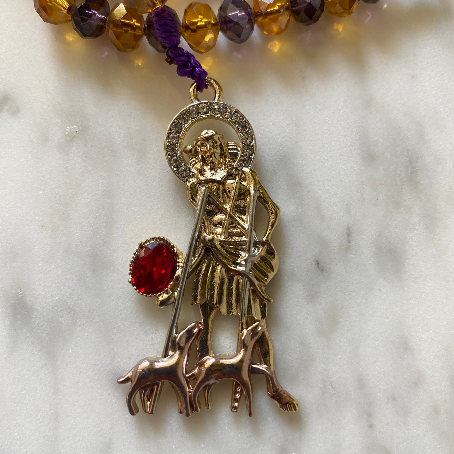 San Lazarus Glass Beads Rosary