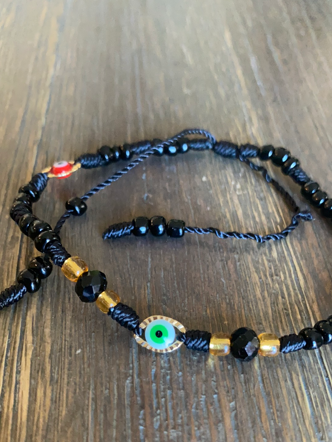 Black Bracelet with Gold Plated Evil Eye