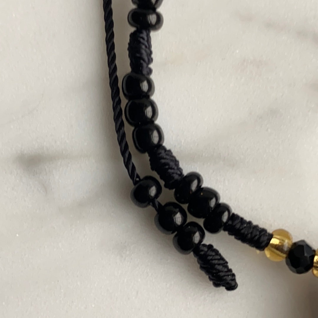 Black Beaded Volcano Rock Bracelet