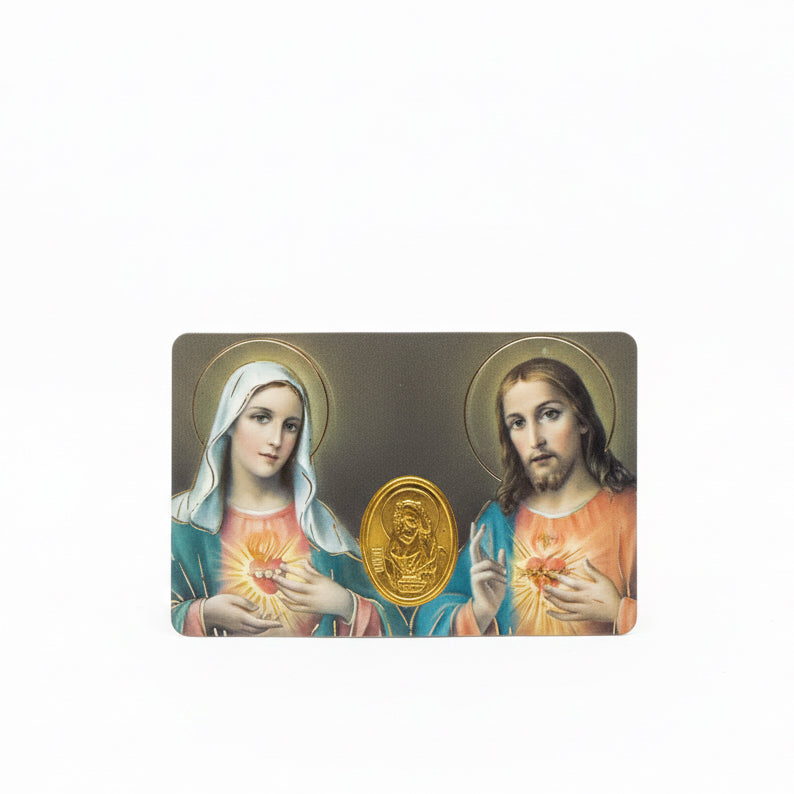 Corazón Jesús Y Maria Tarjeta De Oración