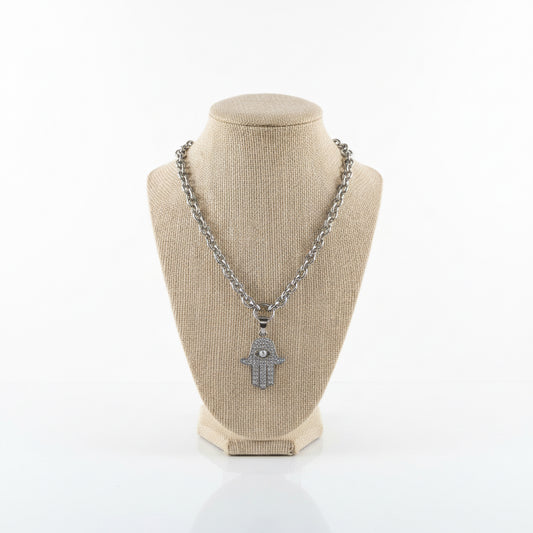 Stainless Steel Hamsa Hand Necklace