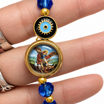 Saint Michael Protection Blue Bracelet