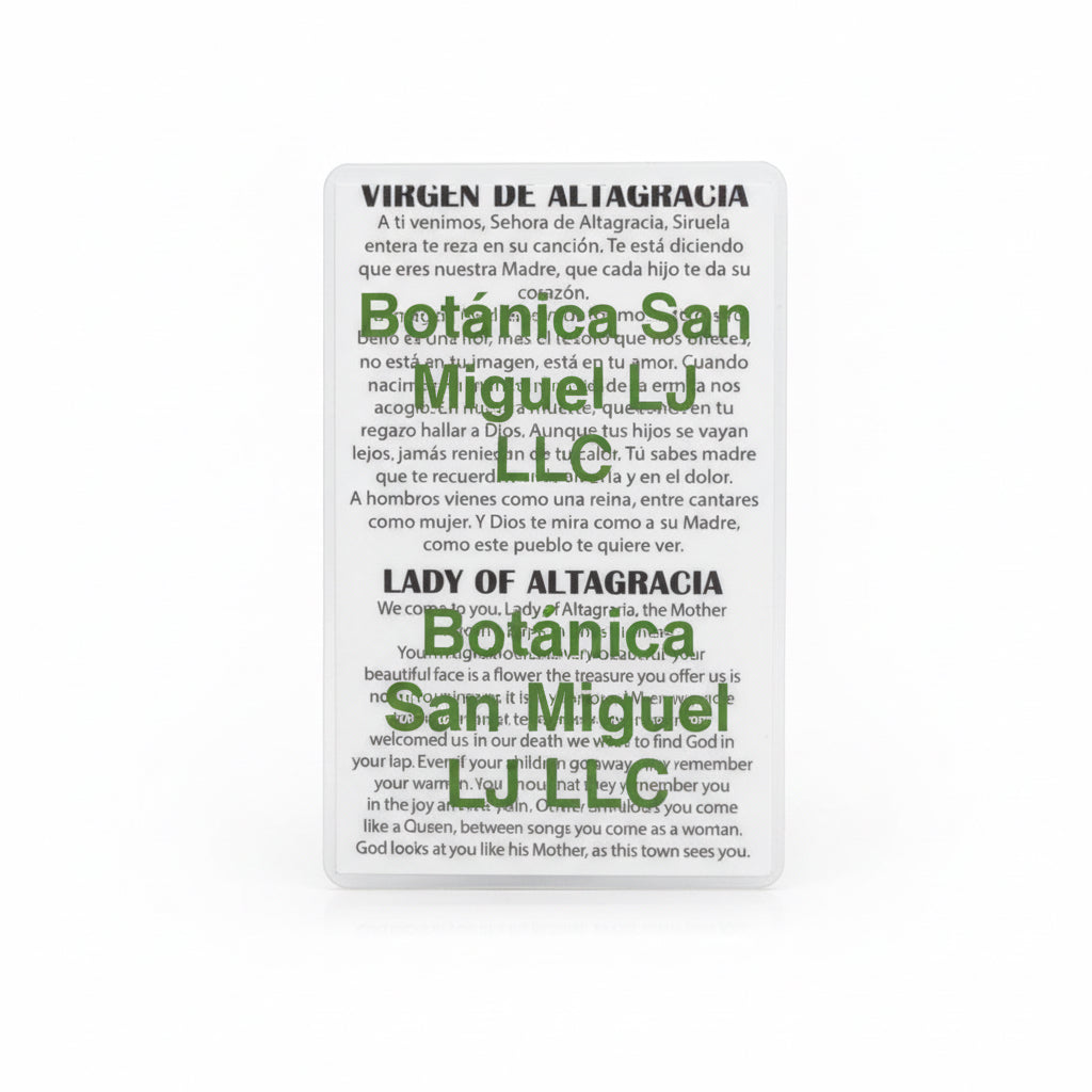 Virgen De Altagracia Prayer Card