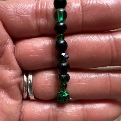 Jesus Malverde Green And Black Bracelet