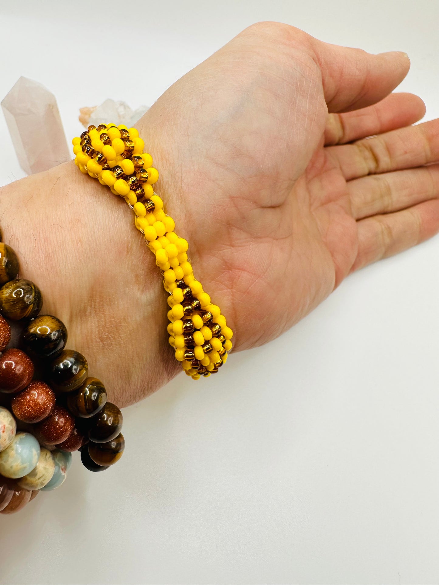 Oshun IIde Yellow And Gold Stretchable Bracelet