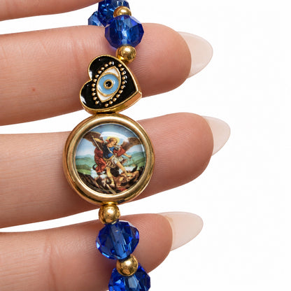 Saint Michael Protection Blue Bracelet