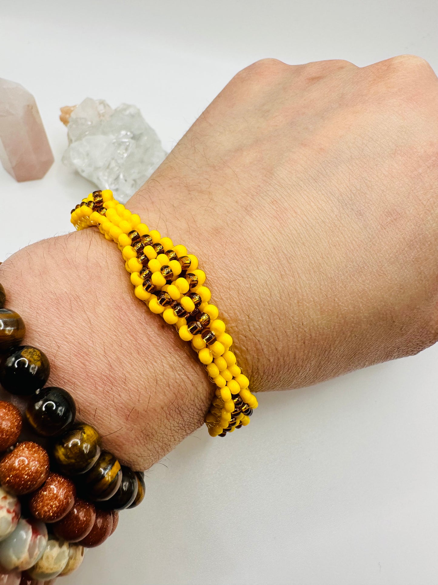 Oshun IIde Yellow And Gold Stretchable Bracelet