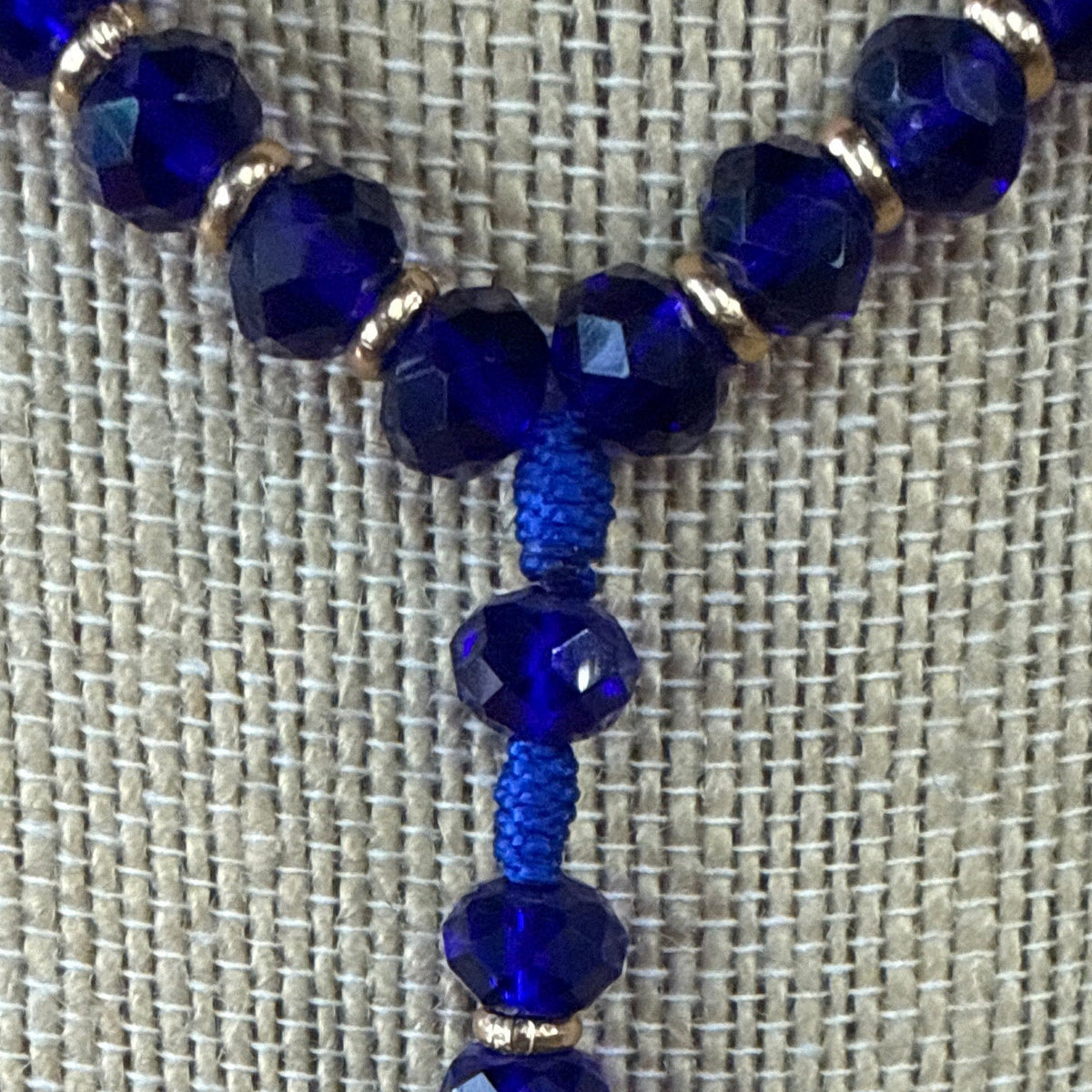 Blue Santa Muerte Glass Bead Rosary