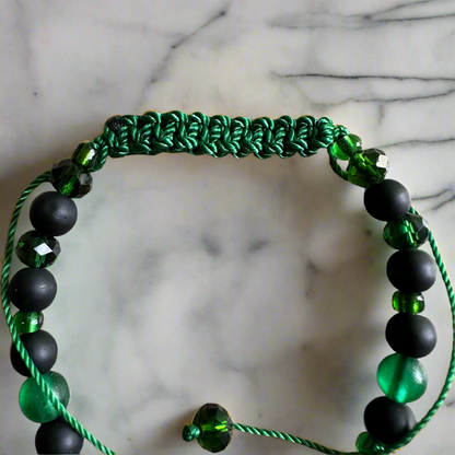 Jesus Malverde Green And Black Bracelet