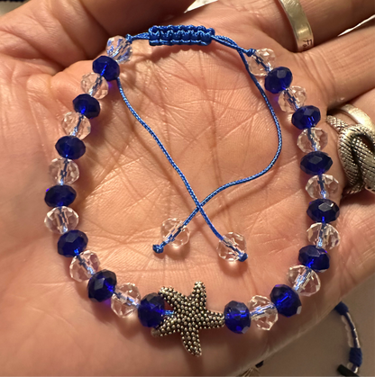 Yemaya Beaded Glass Bracelet With Metal Starfish Charm