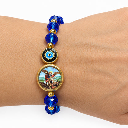 Saint Michael Protection Blue Bracelet