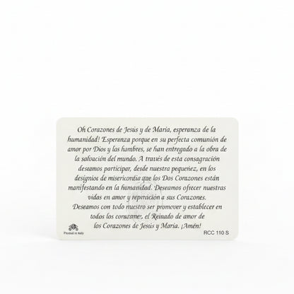 Corazón Jesús Y Maria Tarjeta De Oración