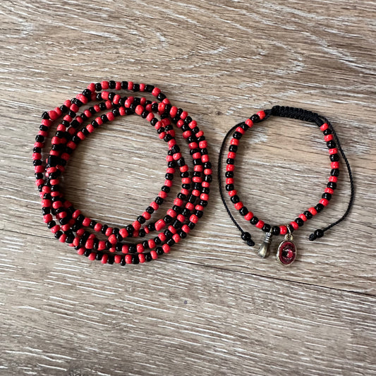 Elegua Beaded Necklace And Bracelet Set