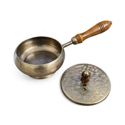 Charcoal Burner with Lid And Wooden Handle