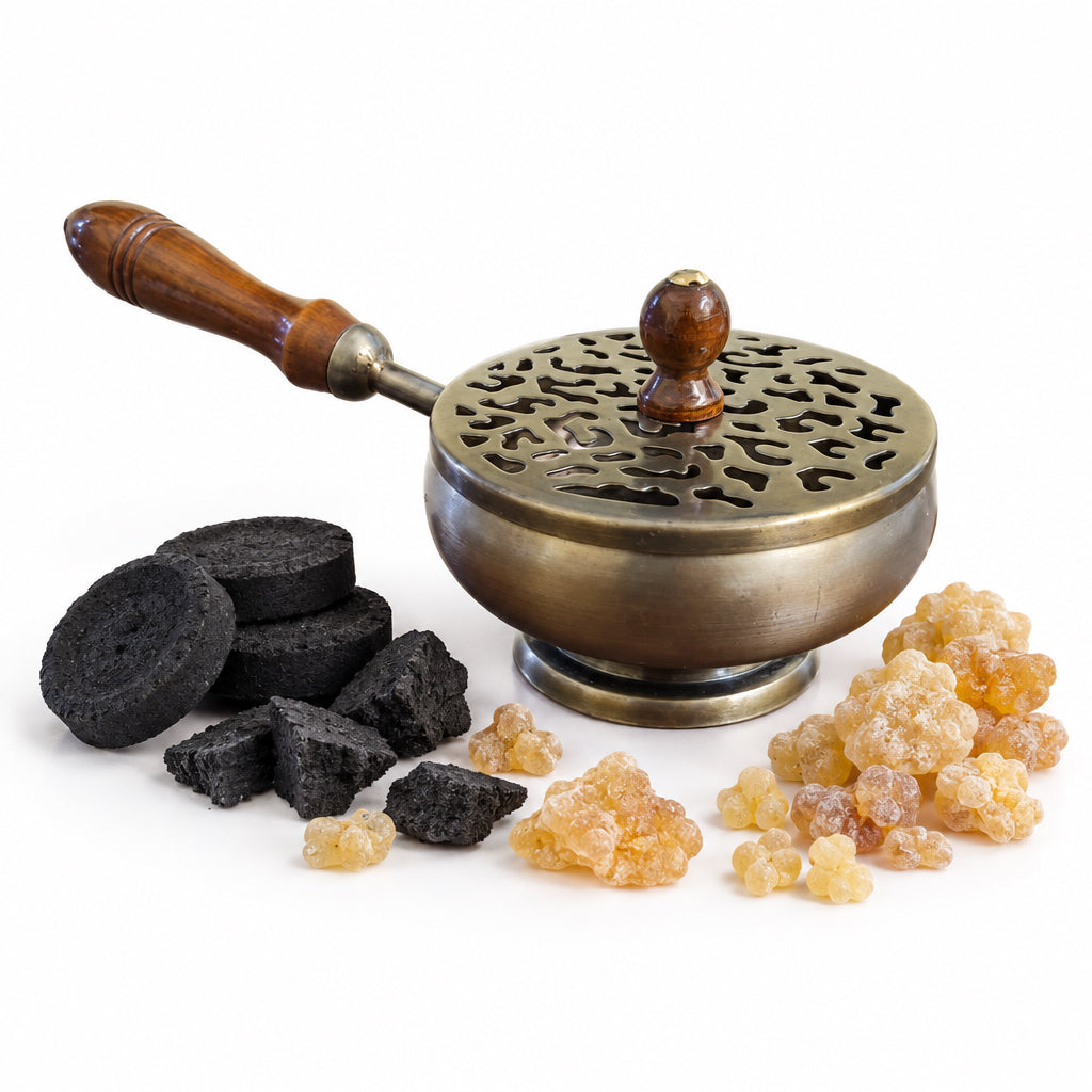 Charcoal Burner with Lid And Wooden Handle