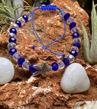 Yemaya Beaded Glass Bracelet With Metal Starfish Charm