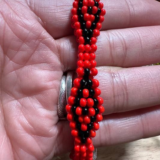 Orisha Elegua Ilde Red And Black Stretchable Bracelet